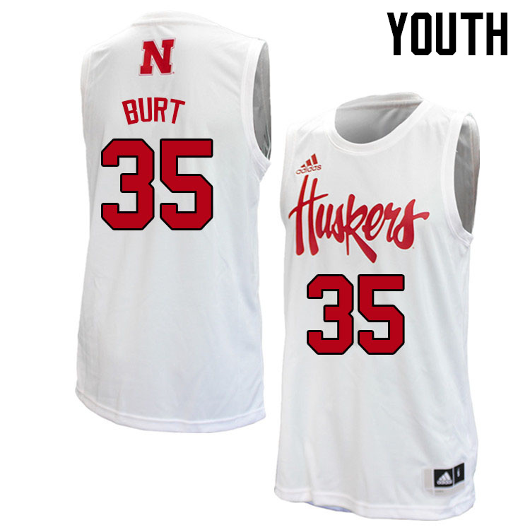 Youth #35 Henry Burt Nebraska Cornhuskers College Basketball Jerseys Sale-White